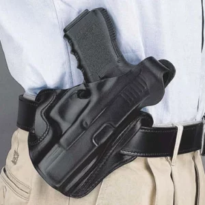 DESANTIS THUMB BREAK SCABBARD - RH OWB LEATHER RUGER SEC 9 TAN