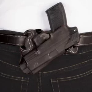 DESANTIS SMALL OF BACK HOLSTER - RH OWB LEATHER S/A XD 4" BLACK