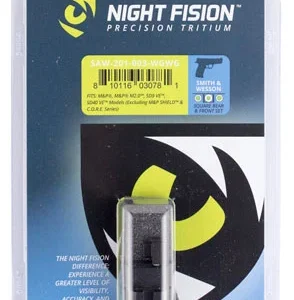 Night Fision SAW201003WGW Tritium Night Sights  For Smith & Wesson  Black | Green Tritium White Ring Front Sight Green Tritium White Ring Rear Sight