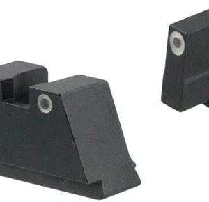 AmeriGlo GL349 Optic Compatible Sight Set for Glock  Black | 3XL Tall Green Tritium with White Outline Front Sight 3XL Tall Green Tritium with White Outline Rear Sight