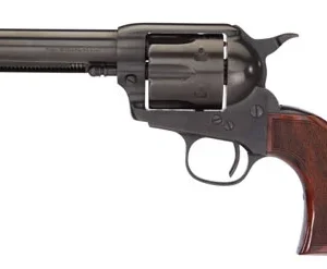 Taylors & Company 550885DE Runnin Iron Black Rock 45 Colt (LC) Caliber with 4.75" Barrel, 6rd Capacity Cylinder, Overall Black Nitride Finish Steel, Checkered Walnut Grip & Overall Taylor Polish