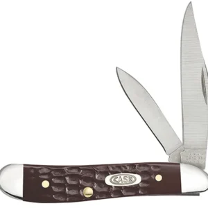 Case 00046 Peanut  2.10"/1.53" Folding Clip/Pen Plain As-Ground Tru-Sharp SS Blade/Brown Jigged Synthetic Handle