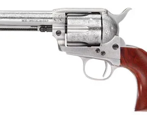 Taylors & Company 550926 1873 Cattleman 45 Colt (LC) Caliber with 4.75" Barrel, 6rd Capacity Cylinder, Overall White Floral Engraved Finish Steel & Walnut Grip