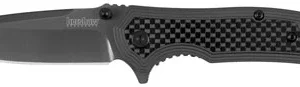 Kershaw 8310 Fringe  3" Folding Drop Point Plain Gray TiN 8Cr13MoV SS Blade Black/Gray Carbon Fiber/SS Handle Includes Pocket Clip
