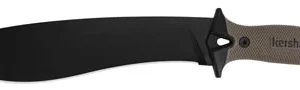 Kershaw 1077TAN Camp 10 10" Black Powder Coated 65Mn Carbon Steel Blade Black/Tan Glass-Filled Nylon Handle 16" Long Includes Sheath