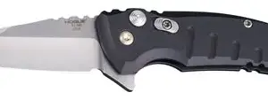 Hogue 24160 X1 MicroFlip 2.75" Folding Wharncliffe Plain Tumble Polish Tumble Polish CPM 154 SS Blade/Matte Black Anodized Aluminum Handle Includes Pocket Clip