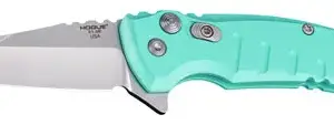 Hogue 24163 X1 MicroFlip 2.75" Folding Wharncliffe Plain Tumble Polish 154CM SS Blade/Aquamarine Anodized Aluminum Handle Includes Pocket Clip