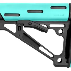 Hogue 13440 OverMolded Collapsible Buttstock Aqua OverMolded Rubber Black Synthetic AR-15, M16 with Mil-Spec Tube (Tube Not Included)