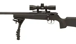 Savage Arms 13836 Rascal Target XP 22 LR Caliber with 1rd Capacity, 16.12" Barrel, Matte Blued Metal Finish & Matte Black Synthetic Stock Left Hand (Youth) Includes 4x32mm Scope & Bipod