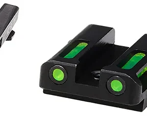 HiViz GLN325 LightWave H3 Sight Set 3 Dot Green Tritium Front/Green Fiber Optic Rear, Black Frame Compatible w/All Glock 9mm/40 S&W/357 Sig, Except 42/43/43X/48 Front Post/ Rear Dovetail Mount