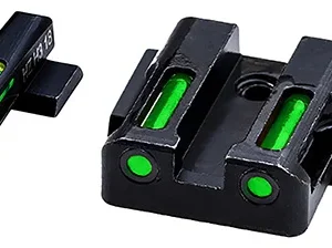 HiViz MPSN321 LiteWave H3 Tritium/LitePipe S&W M&P Shield Sight Set  Black | Green Tritium with White Outline Front Sight Green Fiber Optic Rear Sight