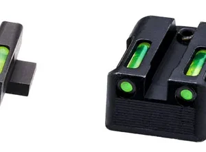 HiViz KBN321 LiteWave H3 Tritium/LitePipe Kimber 1911 Sight Set  Black | Green Tritium with White Outline Front Sight Green Fiber Optic Rear Sight