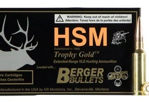 HSM 65CRD130VLD Trophy Gold Extended Range 6.5 Creedmoor 130 gr Berger Hunting VLD Match 20 Per Box/ 25 Case
