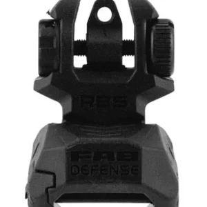 FAB Defense FXRBS Rear Back-Up Sight  for AR-15/ M16/ M4 Dual Aperture Low Folded Profile Spring-Locked Deployment Black Polymer & Metal