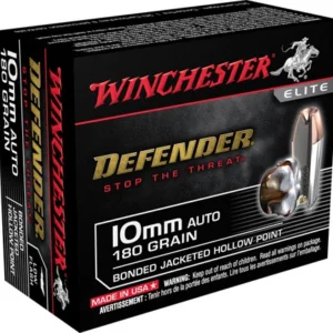 Winchester Ammo S10MMPDB Defender  10mm Auto 180 gr Bonded Jacket Hollow Point 20 Per Box/ 10 Case