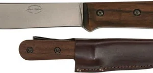 Ka-Bar BK62 Becker Kephart 5.13" Fixed Drop Point Plain Satin Stonewashed 1095 Cro-Van Blade, Walnut Handle, Includes Sheath