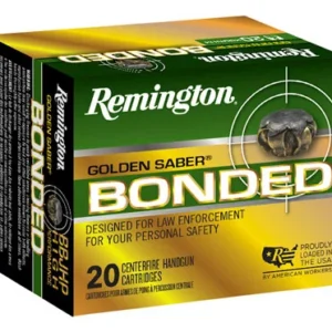 Remington Ammunition 29343 Golden Saber Bonded  9mm Luger 147 gr Bonded Brass Jacketed Hollow Point 20 Per Box/ 25 Case