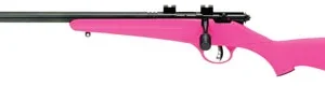 Savage Arms 13842 Rascal FLV-SR 22 LR Caliber with 1rd Capacity, 16.12" Threaded Barrel, Matte Blued Metal Finish & Pink Synthetic Stock Left Hand (Youth)