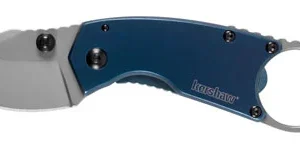 Kershaw 8710 Antic  1.70" Folding Drop Point Plain Bead Blasted 8Cr13MoV SS Blade Blue PVD Stainless Steel Handle Includes Pocket Clip