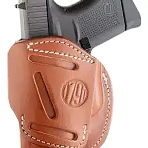 1791 Gunleather 4WH2CBRR 4-Way  IWB/OWB Size 02 Classic Brown Leather Belt Clip Compatible w/Ruger LCP/S&W Bodyguard/Glock 42/43/43X  Right Hand