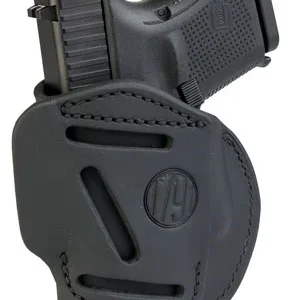 1791 Gunleather 4WH3SBLR 4-Way  IWB/OWB Size 03 Stealth Black Leather Belt Clip Compatible w/Glock 26/Ruger LC9/S&W M&P Shield/2.0 9/40 Right Hand