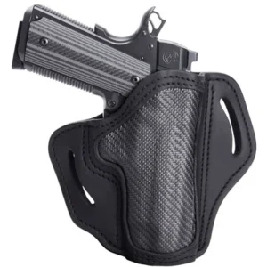 1791 Gunleather CFBH1SBLR BH1  OWB 01 Stealth Black Leather with Carbon Fiber Belt Slide Right Hand