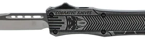 CobraTec Knives SSWCTK1SDNS CTK-1  Small 2.75" OTF Drop Point Plain D2 Steel Blade/Black Stonewashed Aluminum Handle Features Glass Breaker Includes Pocket Clip