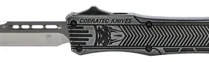 CobraTec Knives SSWCTK1STNS CTK-1  Small 2.75" OTF Tanto Plain D2 Steel Blade/Black Stonewashed Aluminum Handle Features Glass Breaker Includes Pocket Clip