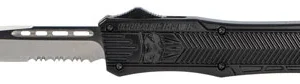 CobraTec Knives MBCTK1MDS CTK-1  Medium 3" OTF Drop Point Part Serrated D2 Steel Blade/Black Aluminum Handle Features Glass Breaker Includes Pocket Clip