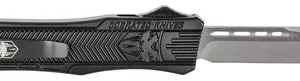 CobraTec Knives MBSTK1MTNS CTK-1  Medium 3" OTF Tanto Plain D2 Steel Blade/Black Aluminum Handle Features Glass Breaker Includes Pocket Clip