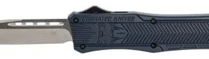 CobraTec Knives MNYCTK1MDNS CTK-1  Medium 3" OTF Drop Point Plain D2 Steel Blade/NYPD Blue Aluminum Handle Features Glass Breaker Includes Pocket Clip