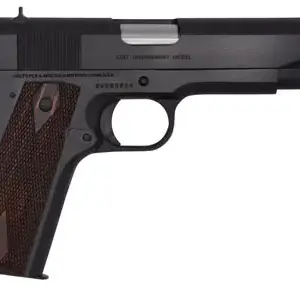 Colt Mfg O1911C 1911 Government 45 ACP 7+1, 5" Stainless National Match Barrel, Blued Serrated Steel Slide & Frame w/Beavertail Double Diamond Checkered Rosewood Grip