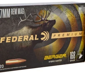 Federal PR7BCH1 Premium  7mm Rem Mag 168 gr Berger Hybrid Hunter 20 Per Box/ 10 Case