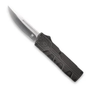 CobraTec Knives SWCTLWDNS Lightweight  3.25" OTF Drop Point Plain D2 Steel Blade/Stonewashed Aluminum Handle Includes Pocket Clip