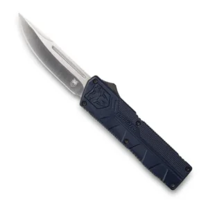 CobraTec Knives NYCTLWDNS Lightweight  3.25" OTF Drop Point Plain D2 Steel Blade/NYPD Blue Aluminum Handle Includes Pocket Clip
