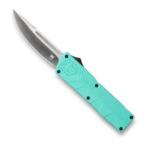 CobraTec Knives TFCTLWDNS Lightweight  3.25" OTF Drop Point Plain D2 Steel Blade/Tiffany Blue Aluminum Handle Includes Pocket Clip