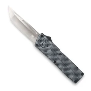 CobraTec Knives CFCTLWTNS Lightweight  3.25" OTF Tanto Plain D2 Steel Blade/Carbon Fiber Aluminum Handle Includes Pocket Clip
