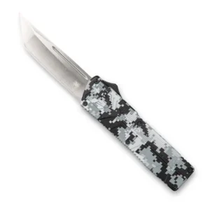 CobraTec Knives WDCCTLETNS Lightweight  3.25" OTF Tanto Plain D2 Steel Blade/Winter Digi Camo Aluminum Handle Includes Pocket Clip