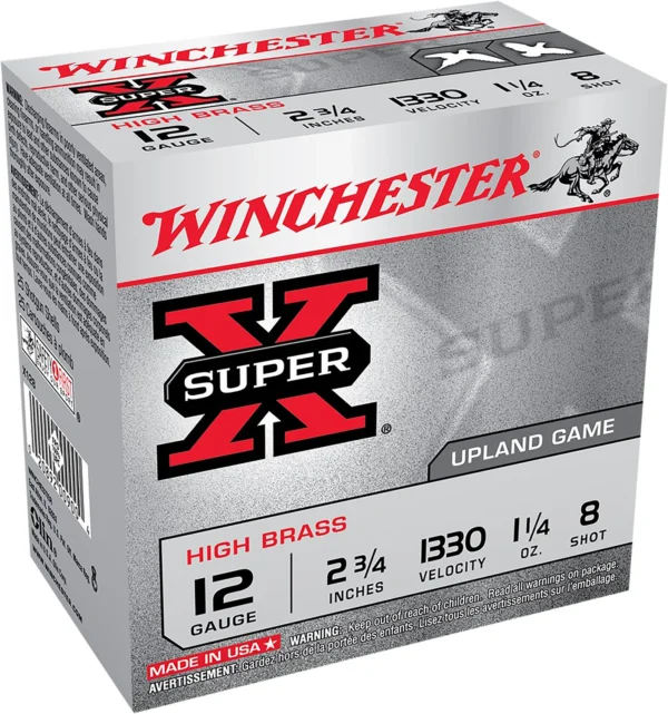 Winchester Ammo X128 Super X Heavy Game Load High Brass 12Gauge 2.75" 1 1/4oz 8Shot 25 Per Box/10 Case