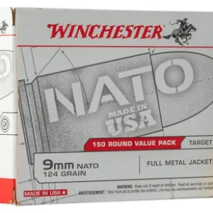 Winchester Ammo USA9NATO USA Value Pack 9mm Luger 124 gr Full Metal Jacket 150 Per Box/ 5 Case