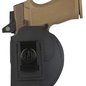 1791 Gunleather 4WH1SBLL 4-Way  IWB/OWB 01 Stealth Black Leather Belt Clip Fits 3-4" Barrel 1911 Left Hand