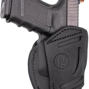 1791 Gunleather 4WH2SBLL 4-Way  IWB/OWB Size 02 Stealth Black Leather Belt Clip Compatible w/Ruger LCP/S&W Bodyguard/Glock 42/43/43X Left Hand