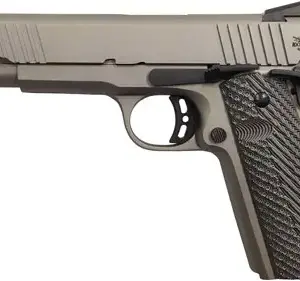 Rock Island 56419 Rock Standard FS *CA Compliant 45 ACP Caliber with 5" Barrel, 8+1 Capacity, Overall Gun Metal Gray Cerakote Finish Steel, Beavertail Frame, Serrated Slide & Black G10 Grip