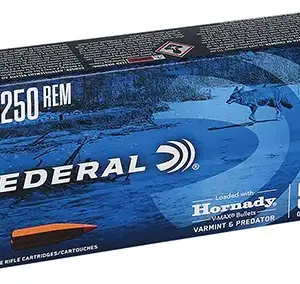 Federal V22250VM2 Varmint & Predator  22-250Rem 55gr Hornady V-Max 20 Per Box/10 Case