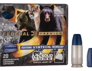 Federal P40SHC1 Premium  40 S&W 165 gr Solid Core Synthetic Flat Nose 20 Per Box/ 10 Case