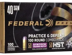 Federal P40HST1TM100 Premium Practice & Defend 40S&W 180gr HST JHP/Syntech TSJ 100 Per Box/5 Case