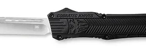 CobraTec Knives LBCTK1LTNS CTK-1  Large 3.25" OTF Tanto Plain D2 Steel Blade/Black Aluminum Handle Features Glass Breaker Includes Pocket Clip