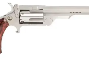 North American Arms 22MCR4 Ranger II  22 LR or 22 WMR Caliber with 4" Barrel, 5rd Capacity Cylinder, Overall Stainless Steel Finish & Rosewood Boot Grip Includes Cylinder