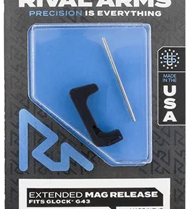 Rival Arms RA72G003A Magazine Release  Extended Black Anodized Aluminum for Glock 43