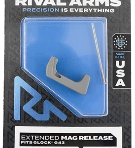 Rival Arms RA72G003D Magazine Release  Extended Silver Aluminum for Glock 43